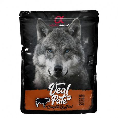 alpha spirit perro pouch pate ternera 12x300grs