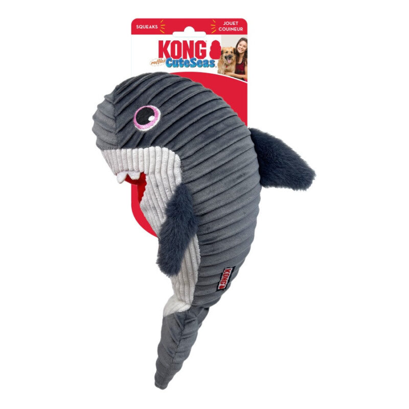 Kong Cuteseas Rufflez Tiburón, peluche para perro talla M/L